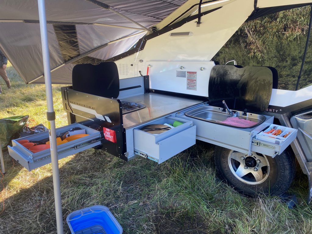 Camper trailer van hire Sydney NSW. Tvan MK5 kitchen.